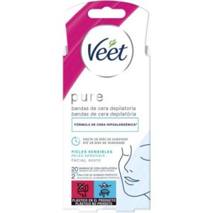 VEET PURE BANDAS CERA FACIAL PIEL SENSIBLE 20 UDS