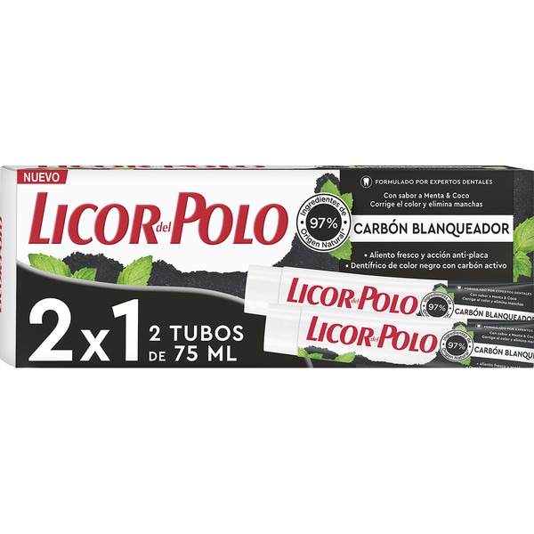 licor del polo dentífrico carbón blanqueador