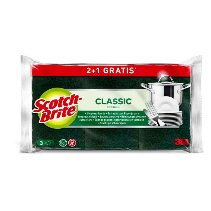 SCOTCH-BRITE ESTROPAJO ESPOJA CON FIBRA VERDE 2+1 1