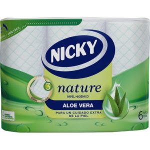 NICKY PAPEL HIGIENICO ALOE VERA 6 ROLLOS 3 CAPAS