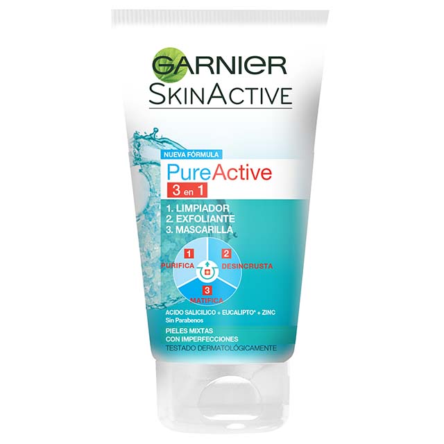GARNIER PURE ACTIVE 3 EN 1 ARCILLA LIMPIADOR EXFOLIANTE 150 ML. 1