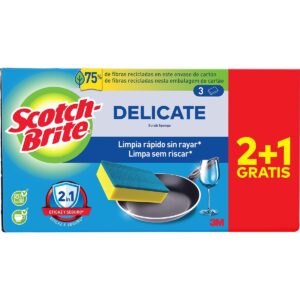 SCOTCH BRITE DELICATE ESTROPAJO CON ESPONJA SIN RAYAR 2+1 UDS