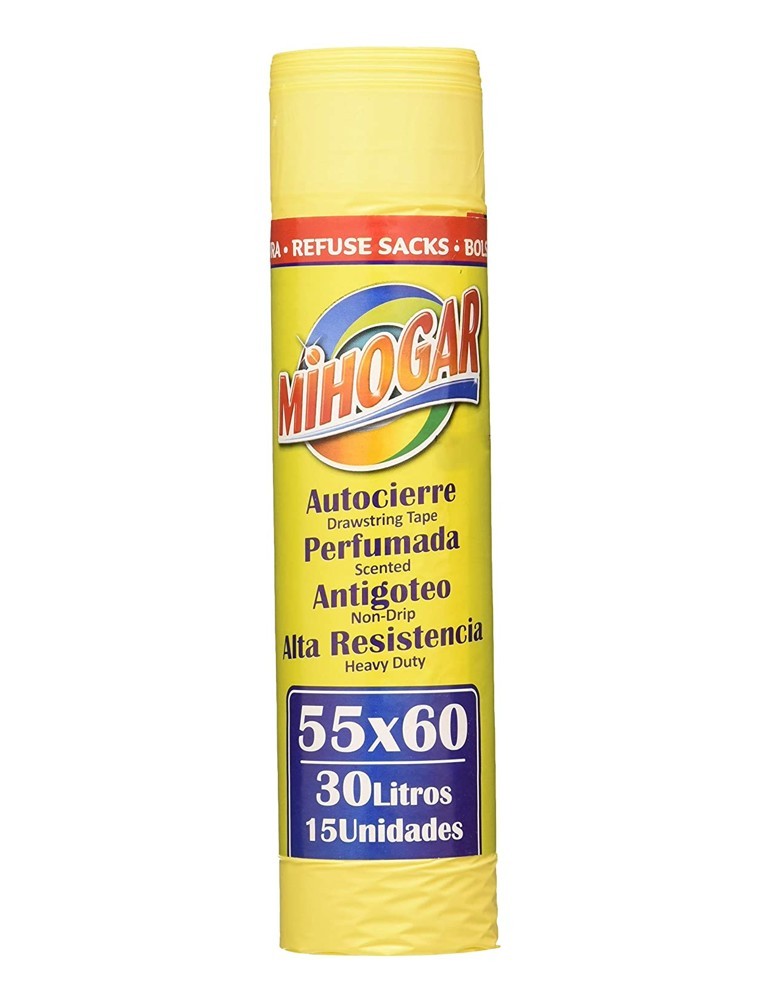 MIHOGAR BOLSA BASURA AMARILLA AUTOCIERRE 30L. 15UDS 1