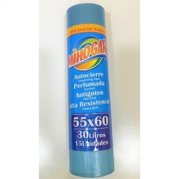 MIHOGAR BOLSA BASURA AZUL AUTOCIERRE 30L. 15 UDS. 1