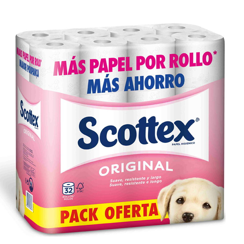 SCOTTEX HIGIENICO ORIGINAL 32 ROLLOS 1